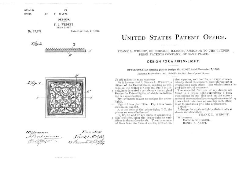 Frank Loyd Wright - Prism Light Windows Patent
